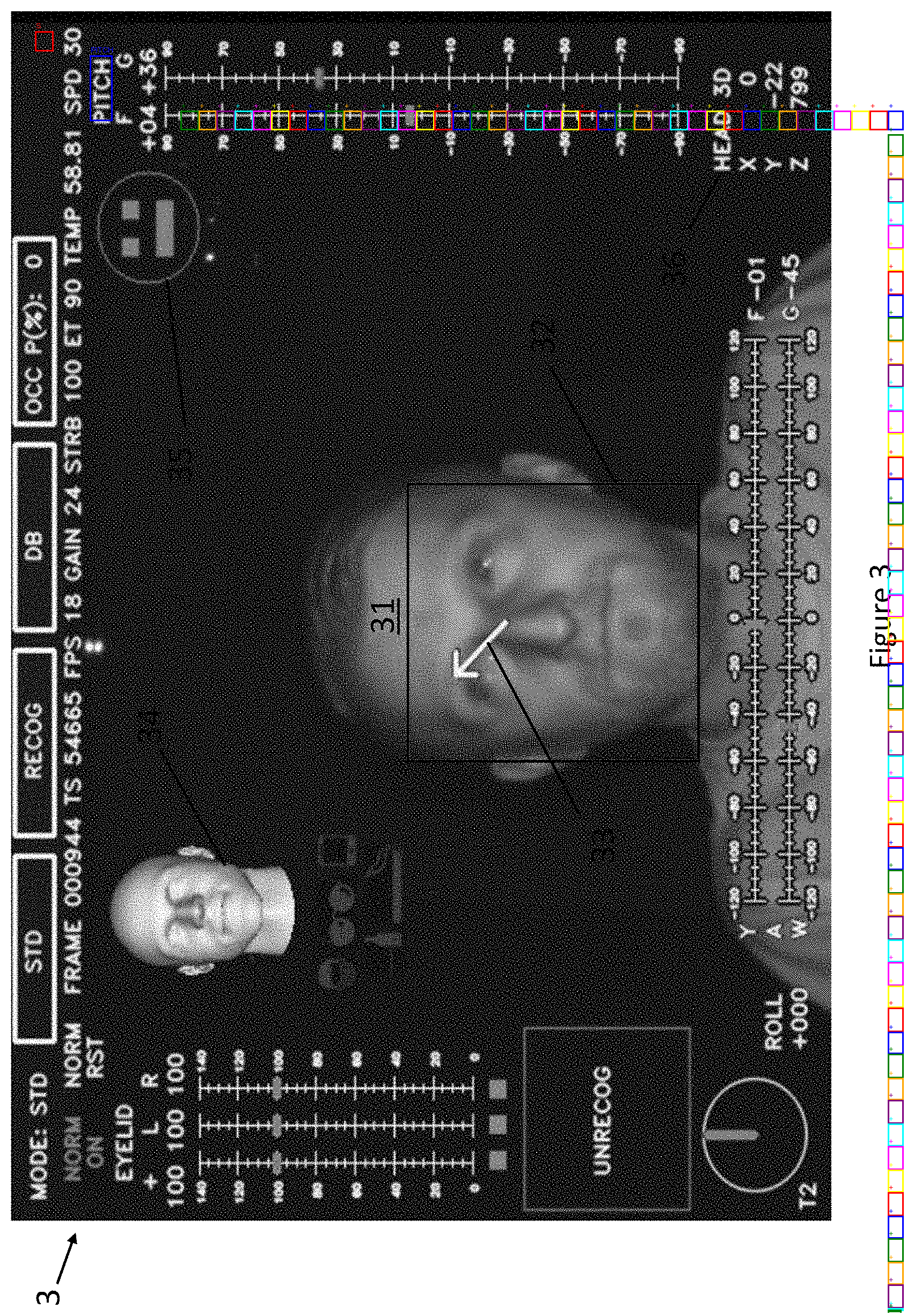 Dense instrument screenshot with hundreds of colored bounding boxes on grid marks — hallucinated detections